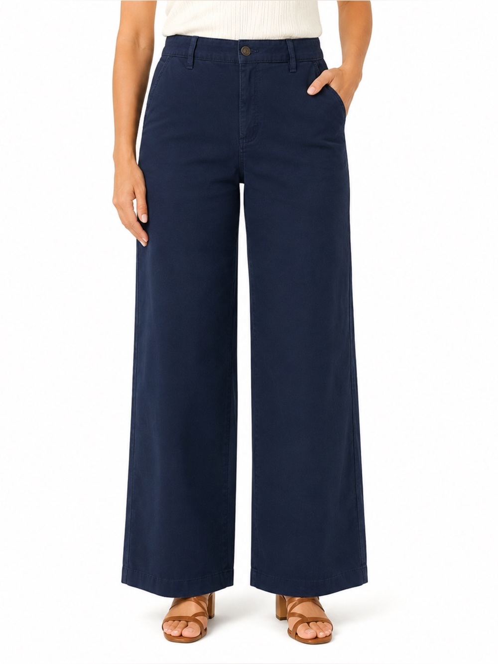 Style & Co Wide Leg Pants Women’s Size 16 Industrial Blue Cotton Stretch NWT